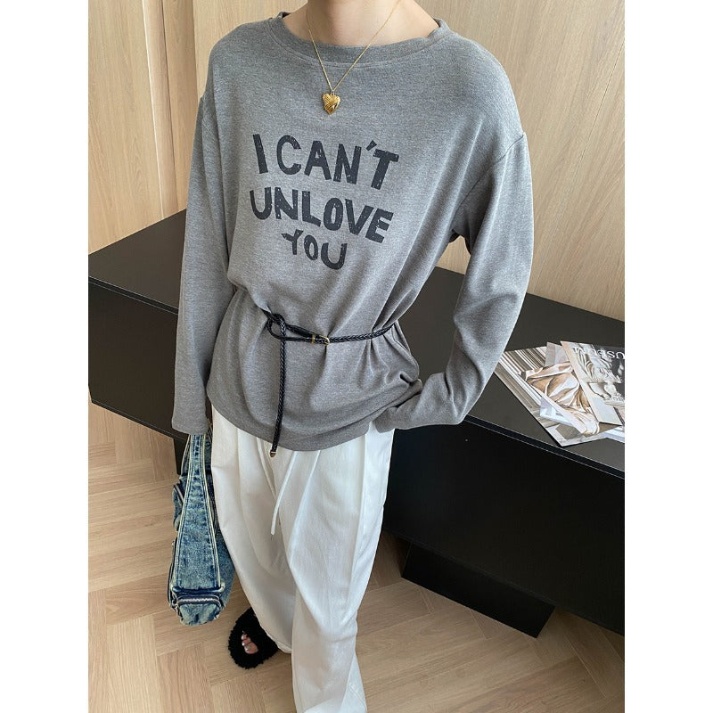 Damen Langarmshirt Lässiger Schnitt Weiß
