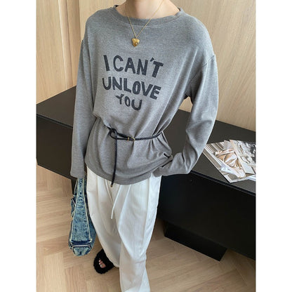 Damen Langarmshirt Lässiger Schnitt Weiß