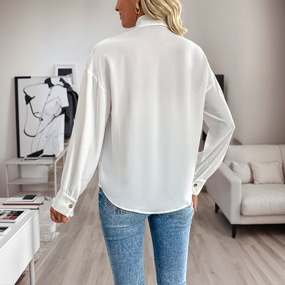 Damen Bluse mit Pailletten Klassischer Kragen Eveloria