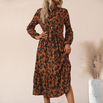 Damen Maxikleid Voluminöser Rock Elegantes Rüschen Design