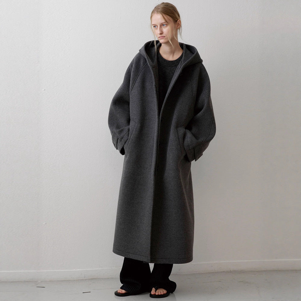 Damen Oversize-Mantel mit Kapuze und Taschen Eveloria