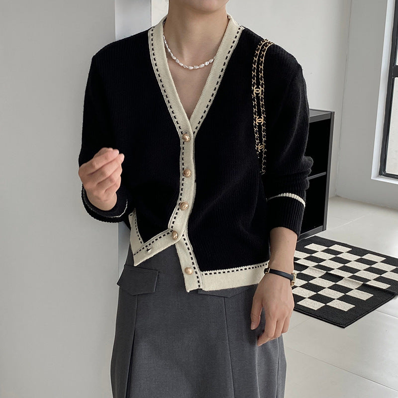 Damen Strickjacke Modisch Kontrastdetails Eveloria