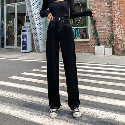 Damen Weite Jeans Hochgeschnittener Schnitt Eveloria