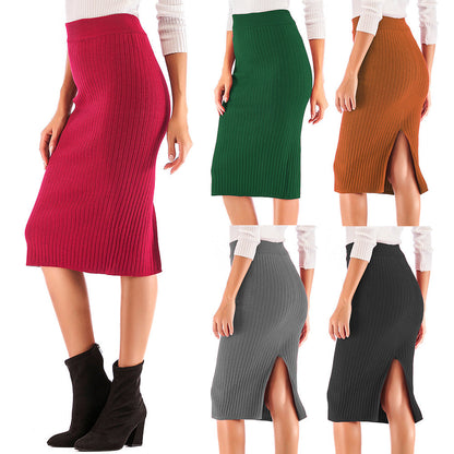Damen Rippstrickrock Mit Seitlichem Schlitz Eveloria