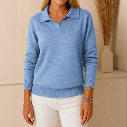 Damen Pullover Polo-Stil Eveloria Hochwertig