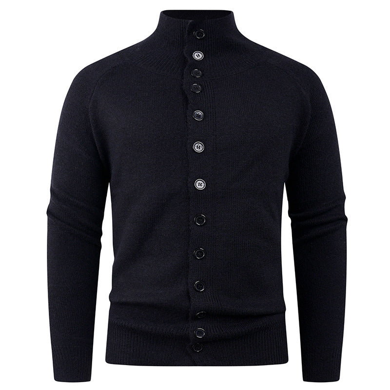 Herren Strickcardigan Stehkragen Knopfverschluss Grau