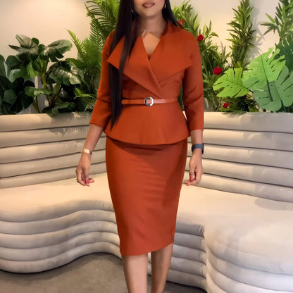 Damen Business Kleid mit Abnehmbarem Gürtel Eveloria - Eveloria