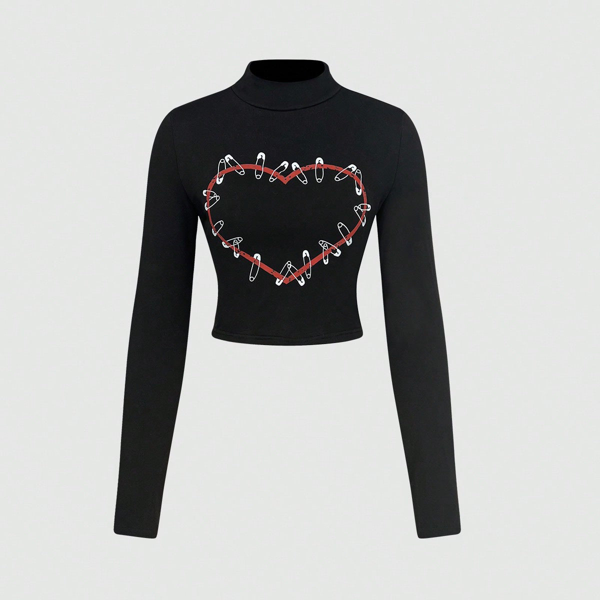 Damen Langarm Crop- Herz-Design Eveloria