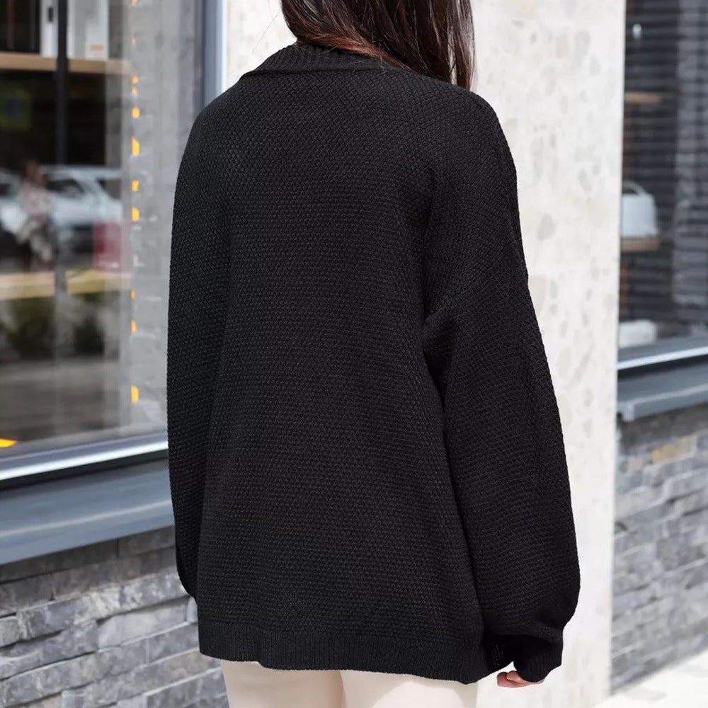 Damen Oversized Strickjacke Weite Ärmel Strukturiertes Muster Eveloria