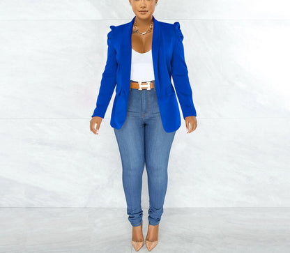 Damen Blazerjacke Puffärmel Tailliert Eveloria