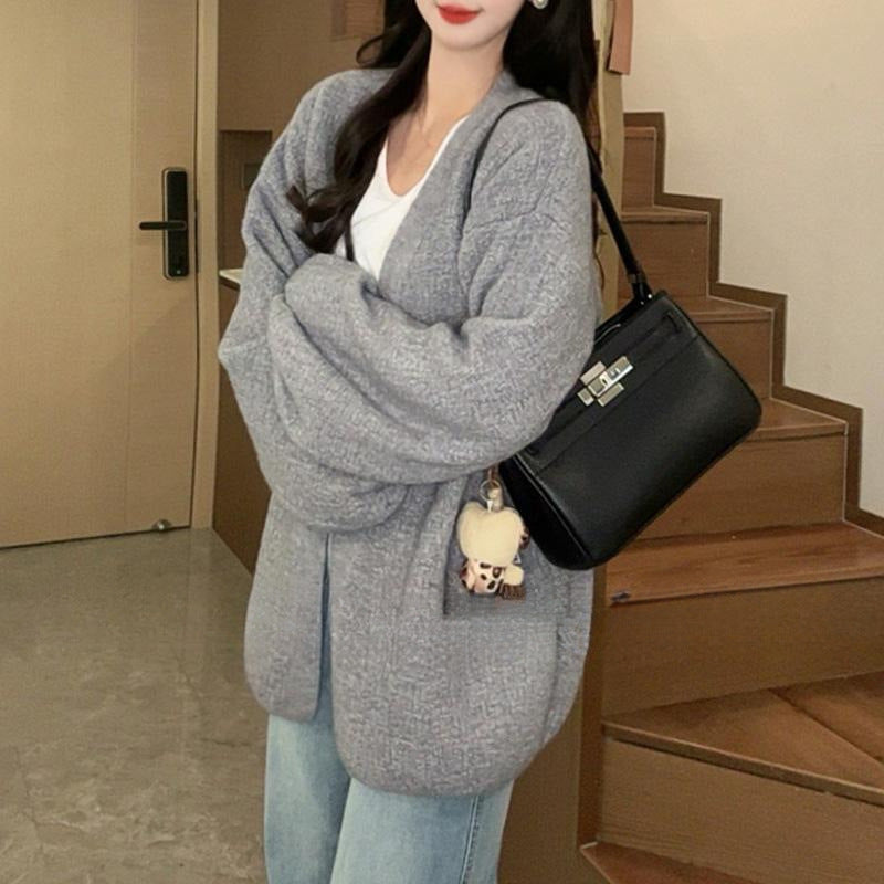 Damen Strickcardigan Übergroß Lässiger Schnitt Eveloria