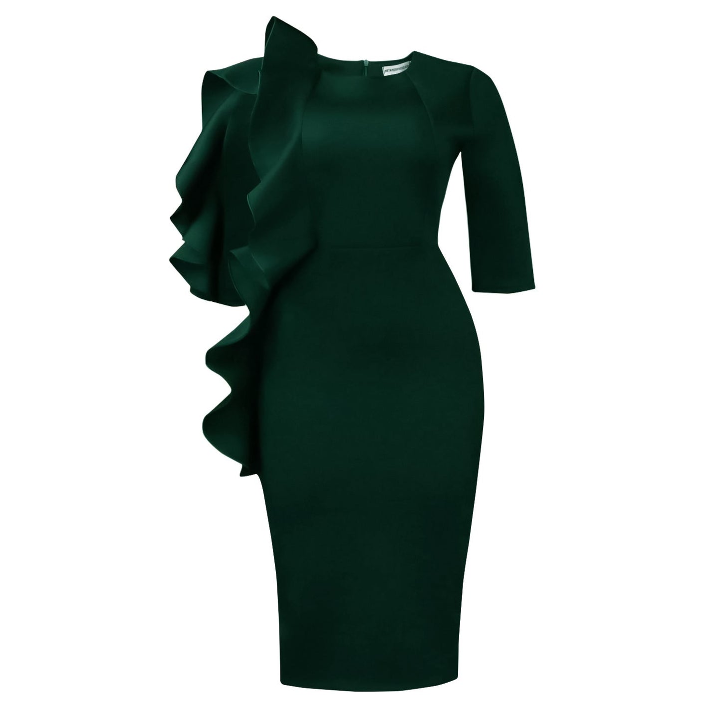 Damenkleid Asymmetrisches Rüschendesign Figurbetont Eveloria
