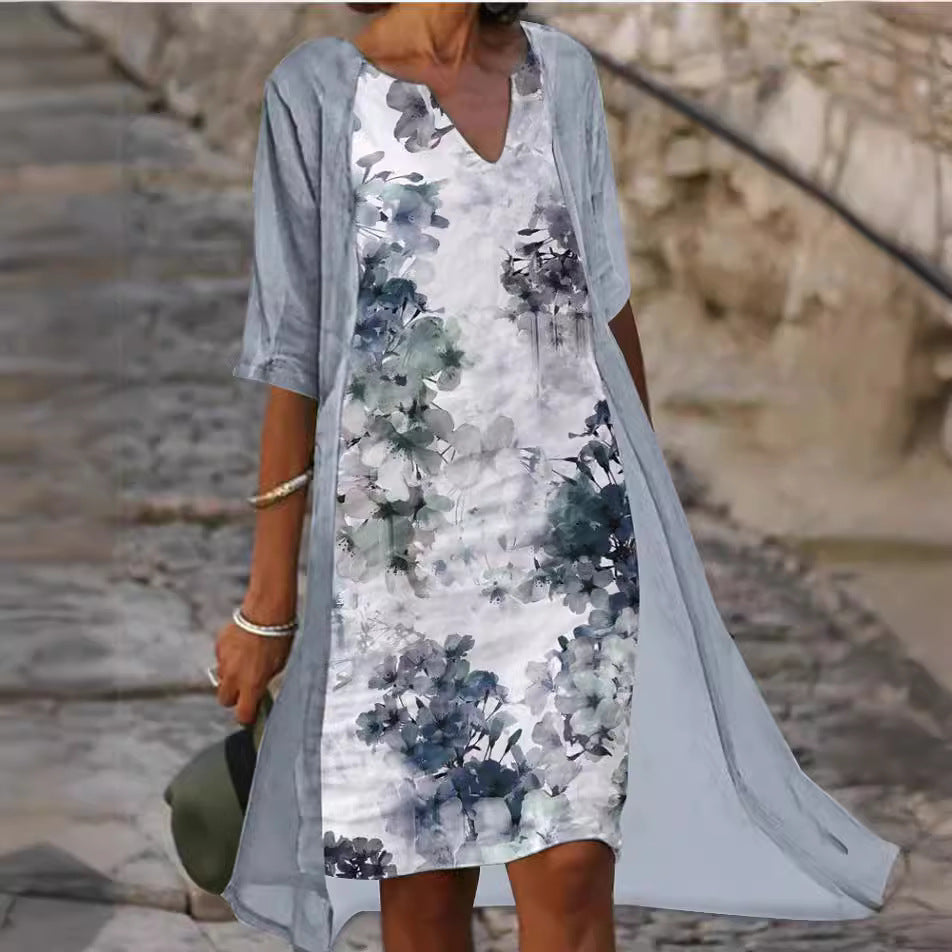 Damen Sommerkleid Floralmuster Leicht Durchlässig