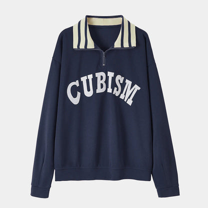 Damen Sportpullover Kontrastkragen Eveloria