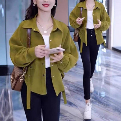 Damen Überwurfjacke Samtbaumwolle Lässig Beige