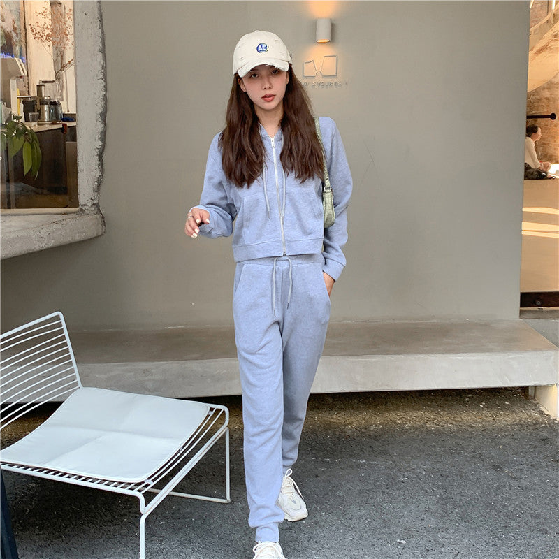 Damen Sport-Set Kapuzenjacke Jogginghosen Bequem Eveloria