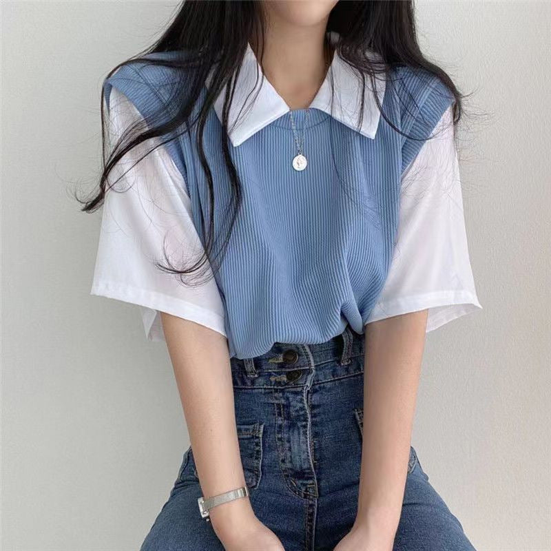 Damen Oversized Shirt mit Layering Effekt Bequem - Eveloria
