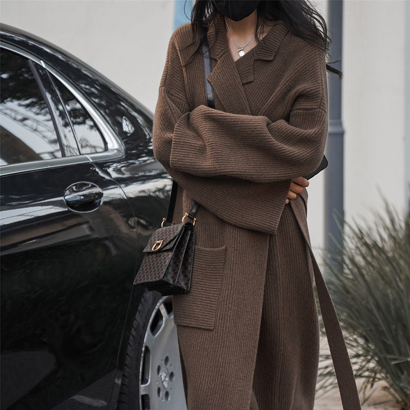 Damen Langstrickjacke Großzügige Taschen Lässiger Schnitt