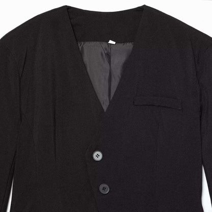 Damen Blazerjacke V-Ausschnitt Knopfdetails Eveloria