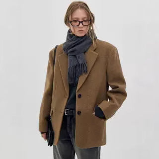 Damen Oversize Wollblazer Klassisch Eveloria