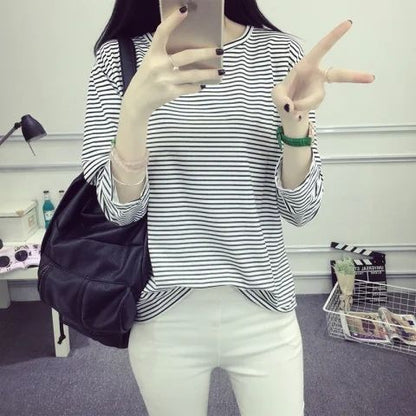Damen Langarmshirt Streifen Weiches Jersey Lässig - Eveloria