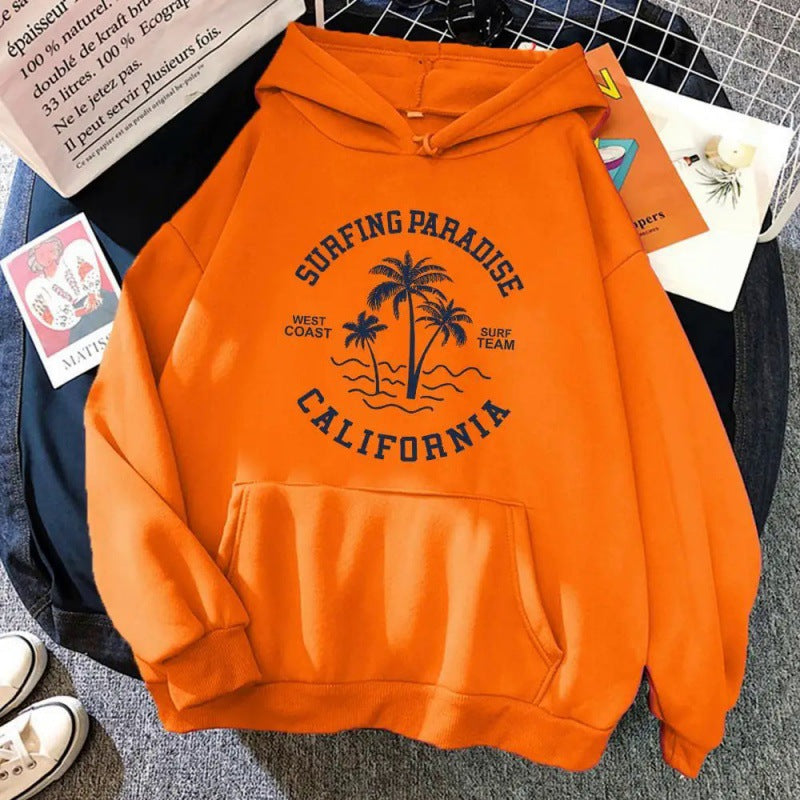 Damen Kapuzenpullover Baumwollmischung Surf-Motiv
