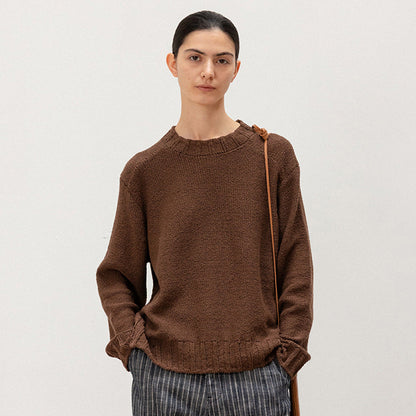 Damen Strickpullover Weites Design Elastischer Saum Beige