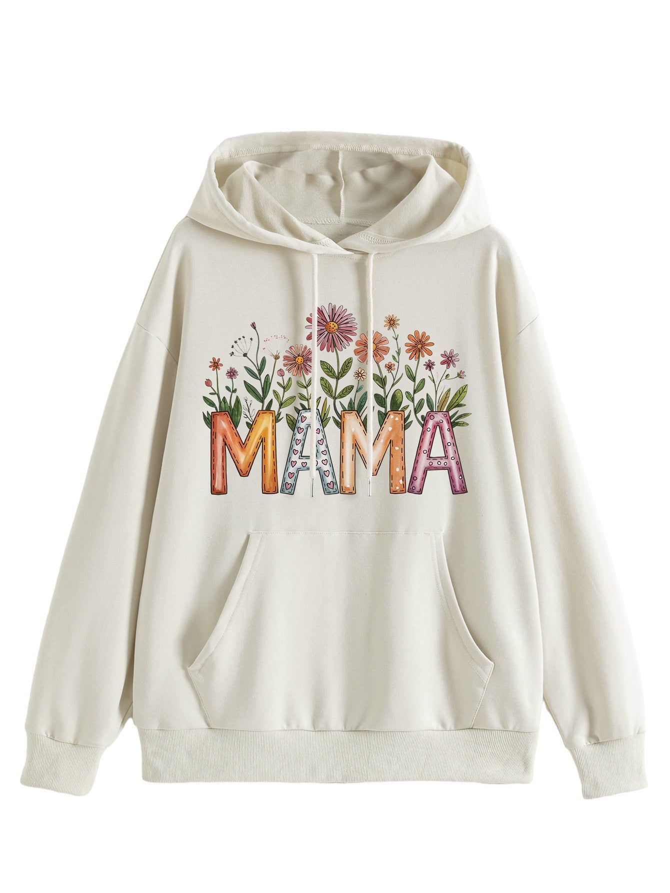 Damen Kapuzenpullover Floralmuster mit Schriftzug Eveloria