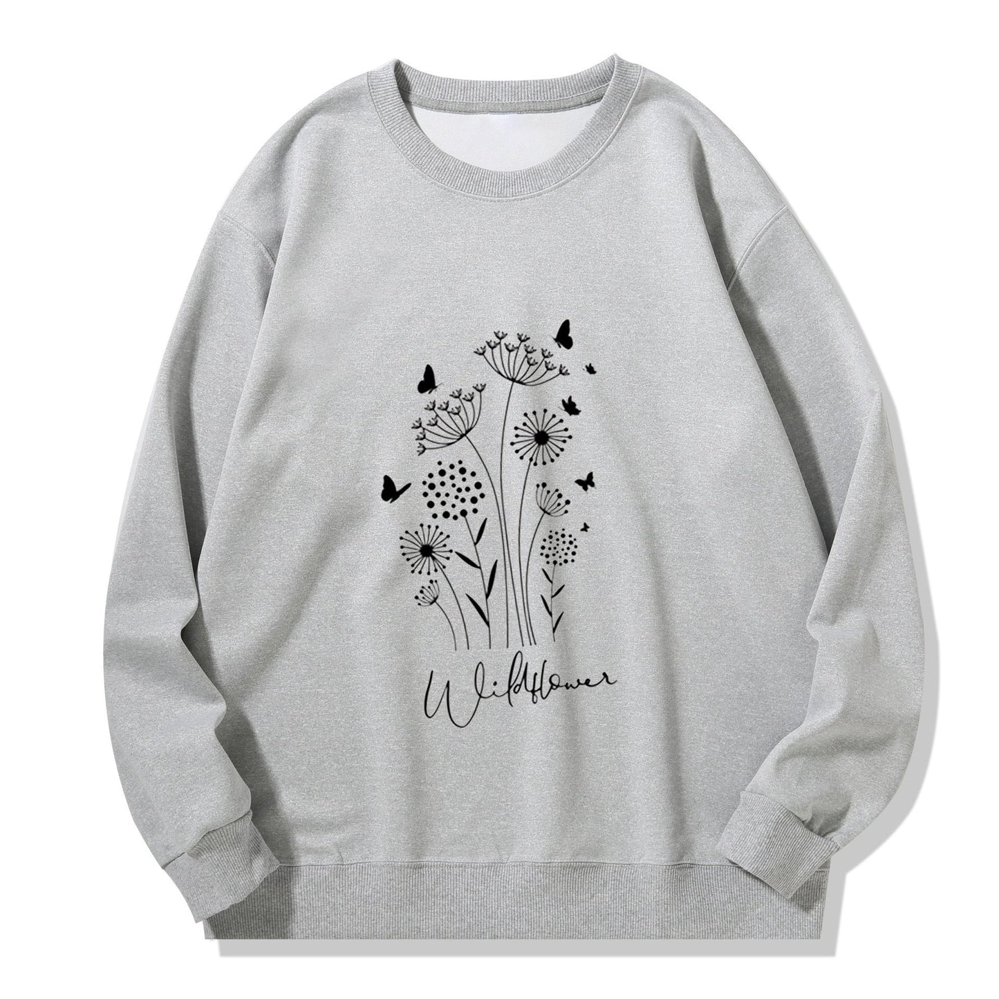 Damen Sweatshirt Floralmuster Kuscheliges Innenfutter
