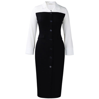 Damen Hemdkleid Knopfleiste Lange Ärmel Eveloria