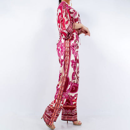Damen Kombinationsoutfit Weites Bein Elegantes Muster Eveloria
