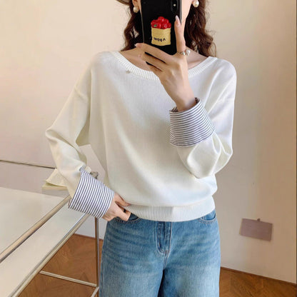 Damen Pullover Lässig Abnehmbarer Innenarm Eveloria
