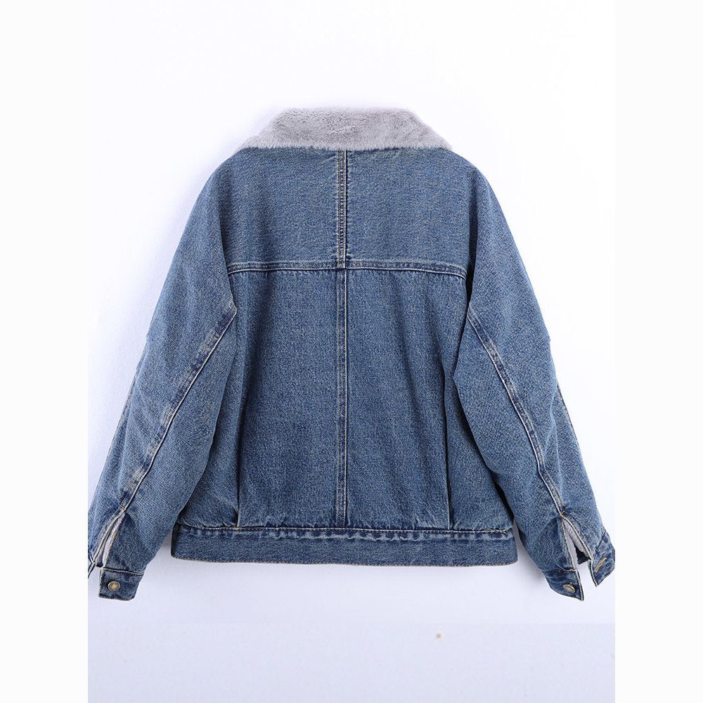 Damen Jeansjacke Gesteppt Weiches Fleece Eveloria