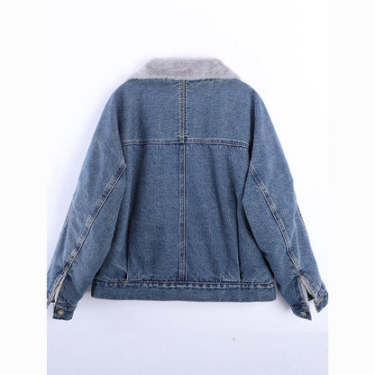 Damen Jeansjacke Gesteppt Weiches Fleece Eveloria