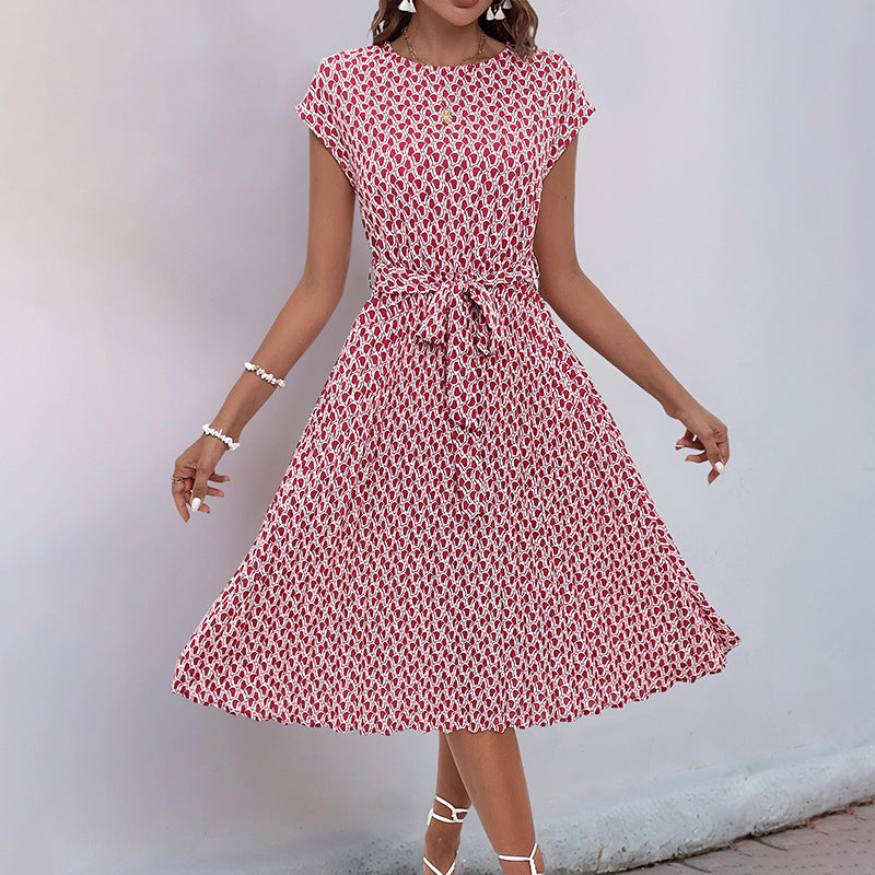 Damen Midikleid Asymmetrisch Dekorativer Bindegürtel Eveloria