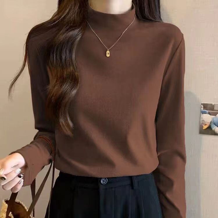 Damen Langarmshirt Feine Struktur Hochgeschlossener Kragen