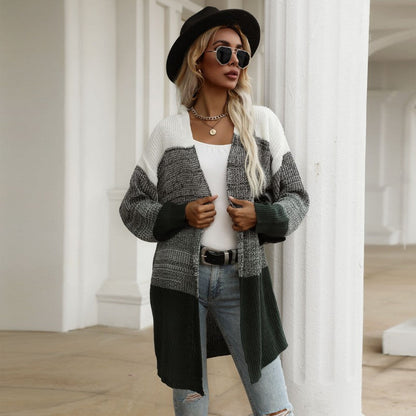 Damen Strickcardigan Lässig Weite Ärmel Grau Eveloria