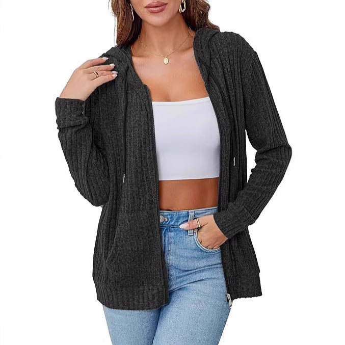Damen Hoodie Strick Reißverschluss Eveloria