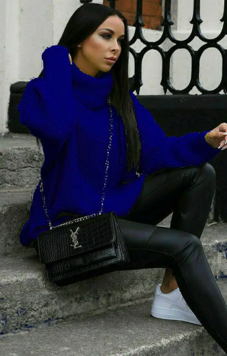 Damen Strickpullover Rollkragen Hochwertig Grün