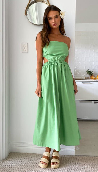 Damen Maxikleid Slim- Elastischer Taillenbund Eveloria