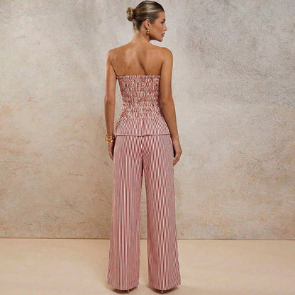 Damen Hosenanzug Peplum Rippstruktur Elegantes Design