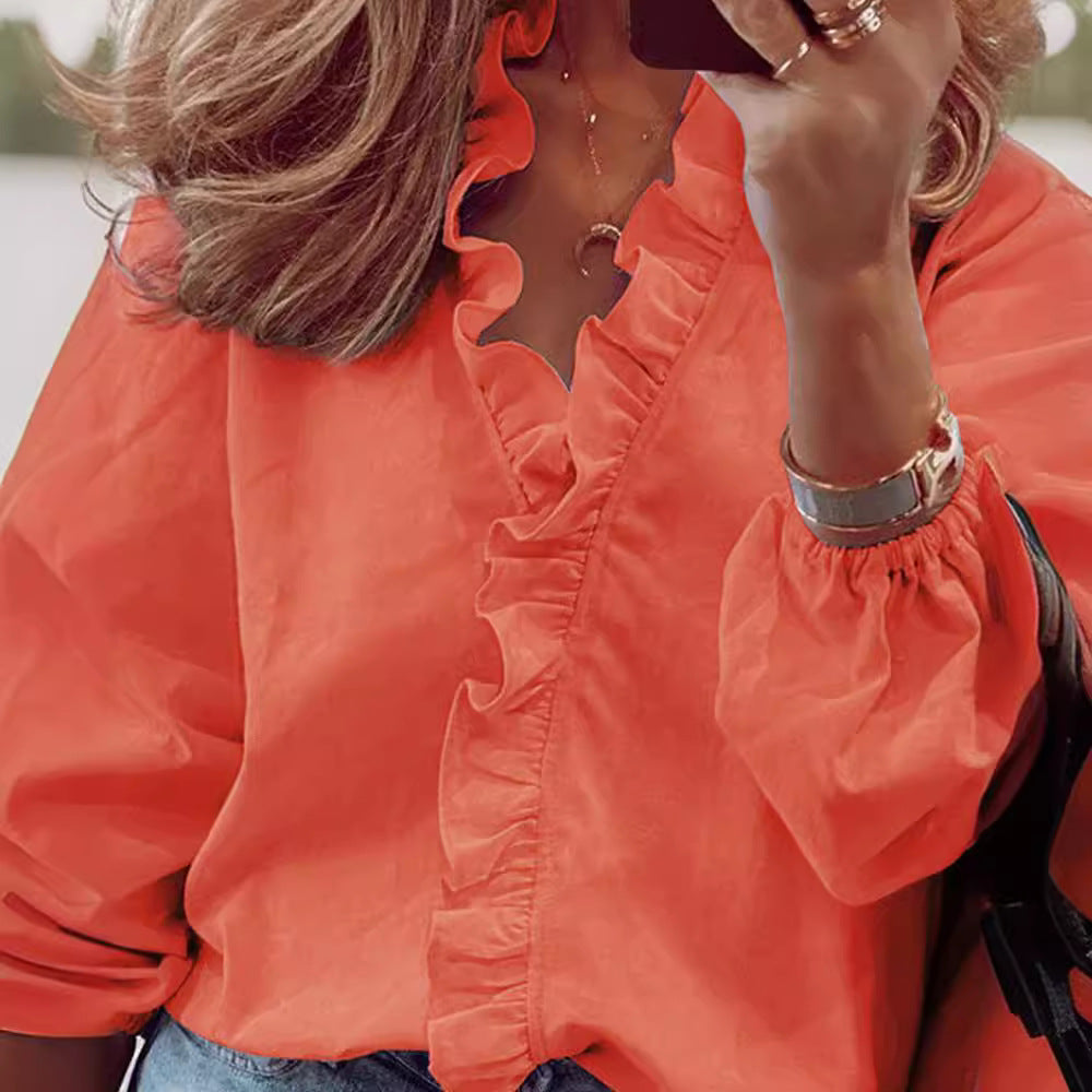 Damen Bluse Rüschendetail Elegantes Oberteil
