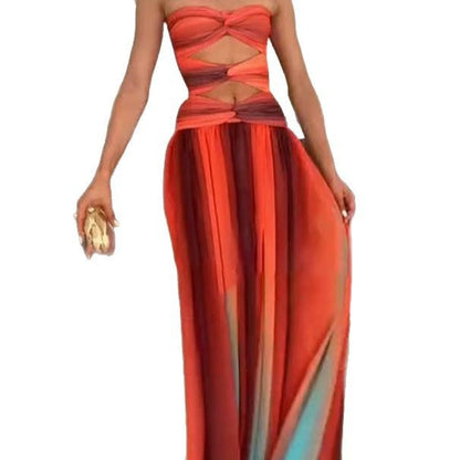 Damen Maxikleid Cut-Out mit fließendem Rock