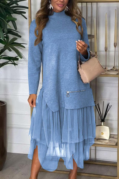Damen Hoodie-Kleid mit Tüll-Effekt