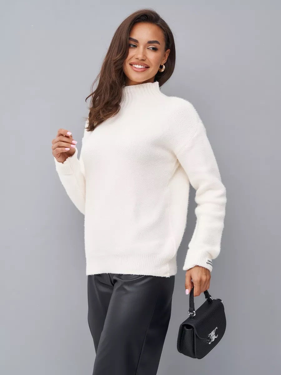 Damen Hochgeschlossener Pullover Weiches Strickmaterial Eveloria