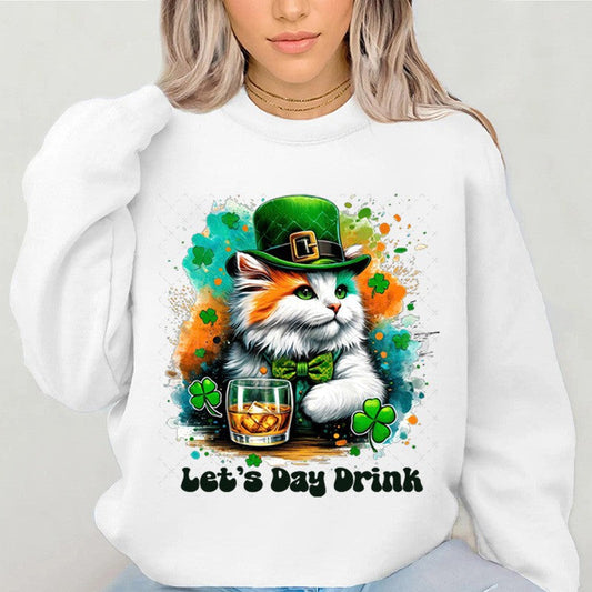 Damen Sweatshirt mit Katzenmotiv und Schriftzug - Eveloria