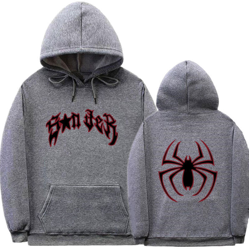 Damen Kapuzenpullover Spinnenmotiv Grobdruck Eveloria