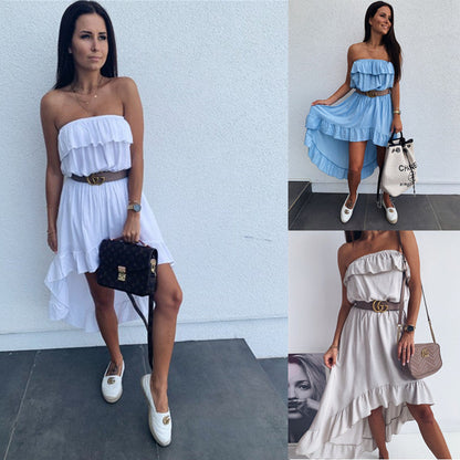 Damen Wickelkleid Volants Taillierter Gürtel Eveloria