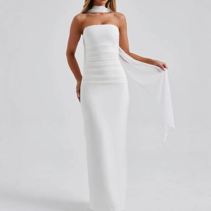 Damen Abendkleid Schulterfrei Rüschen Eveloria