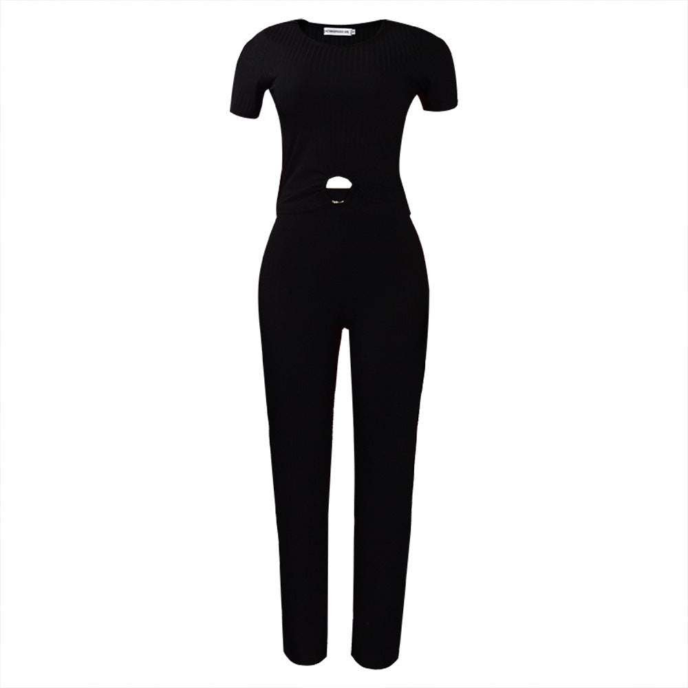 Damen Jumpsuit Hochgeschnitten Mit Schlitz Eveloria